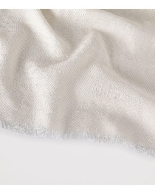 Mulberry White Wool-Silk Jacquard Scarf