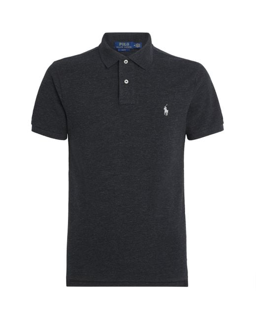 Polo Ralph Lauren Black Cotton Mesh Slim-Fit Polo Shirt for men