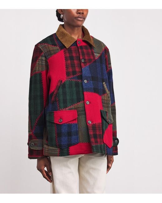 Polo Ralph Lauren Red Wool-Blend Patchwork Chore Jacket