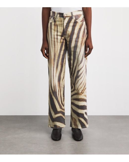 7 For All Mankind Natural Zebra Print Stovepipe Straight Jeans