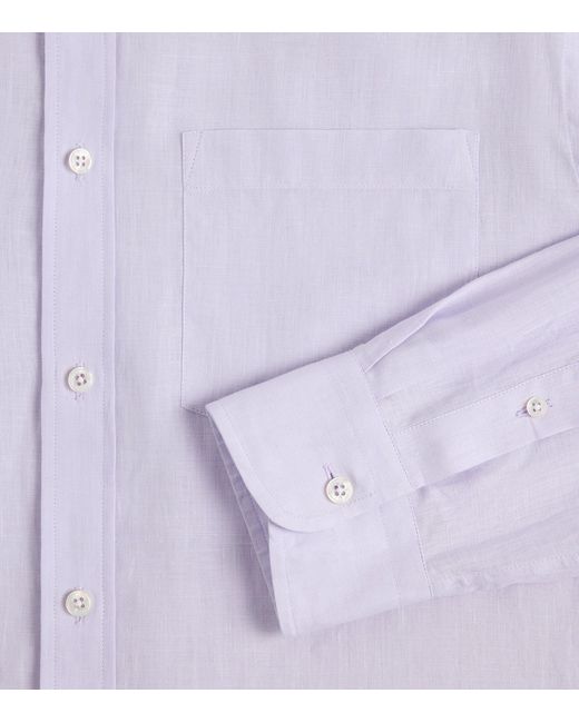 Dunhill Purple Linen Button-Up Shirt for men