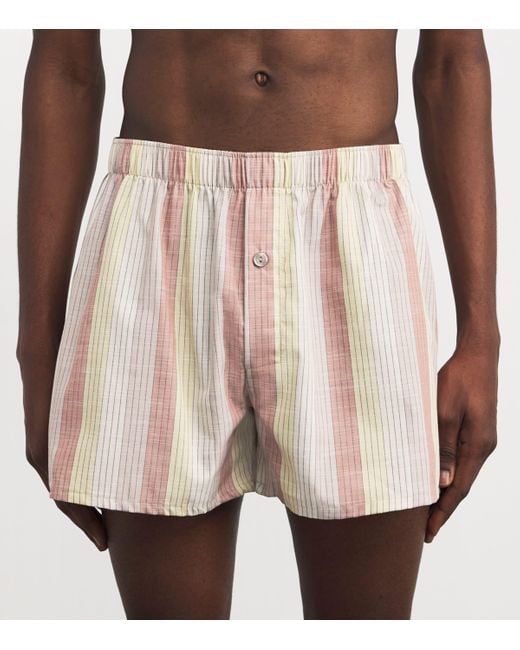 Hanro Pink Cotton Fancy Woven Boxer Shorts for men