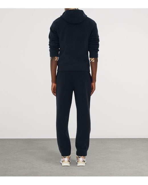 Burberry Blue Cashmere-Blend Zip-Up Slim Hoodie for men