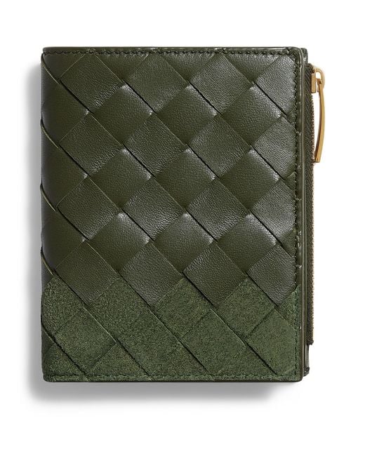 Bottega Veneta Green Small Leather-Suede Bifold Wallet