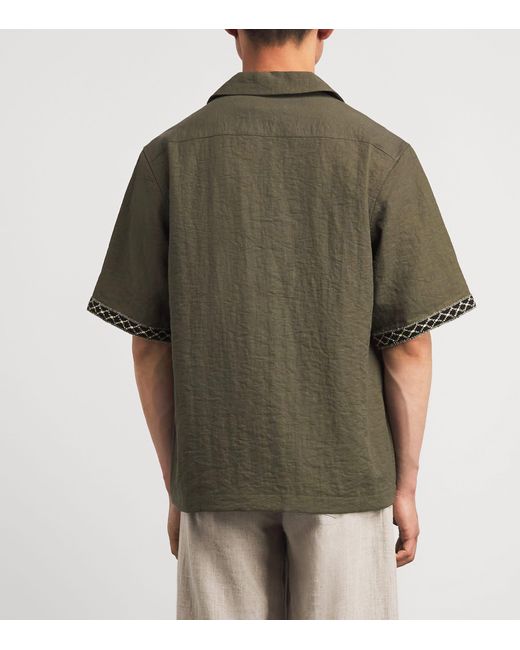 Commas Green Embroidered Resort Shirt for men