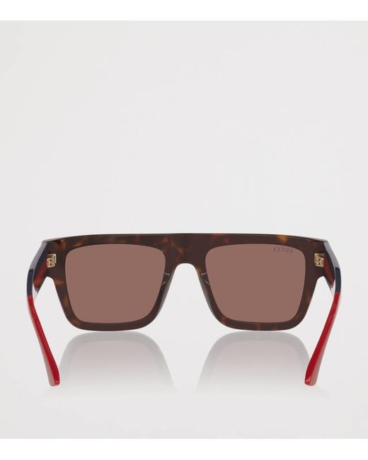 Gucci Brown Acetate Rectangle Sunglasses for men