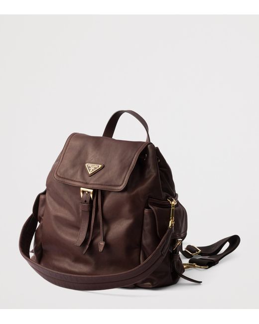 Prada Brown Medium Re-Nylon And Leather Explore Backpack