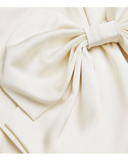 Sandro White Satin Bow Crop Top