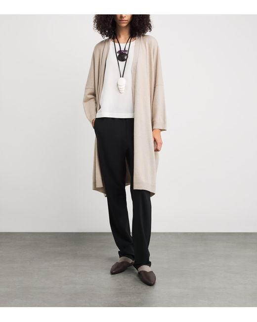 Eskandar Natural Cashmere Wide Longline Cardigan