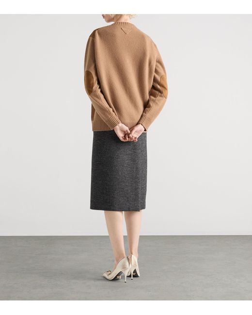Prada Gray Rush Stitch Midi Skirt