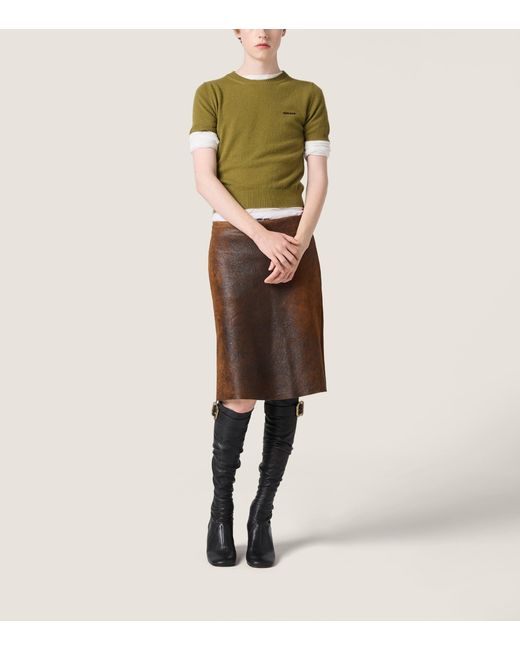 Miu Miu Green Cashmere Logo Sweater