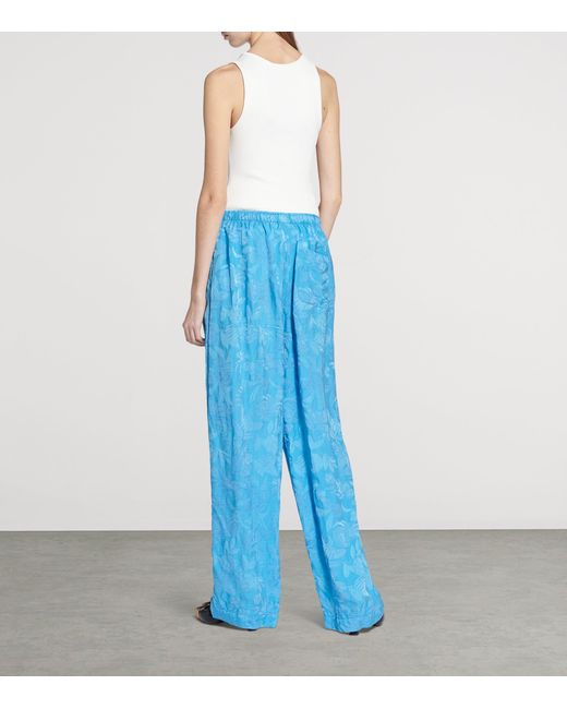 Balenciaga Blue Loose-Fit Trousers With Floral Print