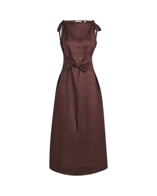 Doen Purple Ramie Amorette Midi Dress