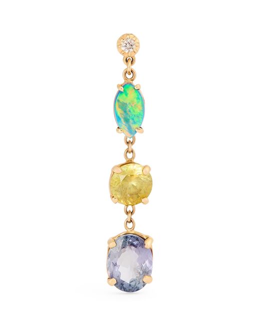 Jacquie Aiche White Yellow Gold, Diamond And Mixed Gemstone Single Earring