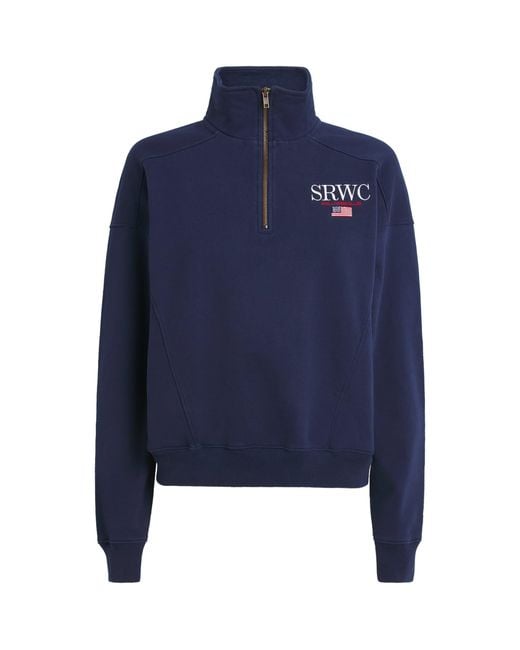 Sporty & Rich Blue Wellness Club Quarter-Zip Sweatshirt