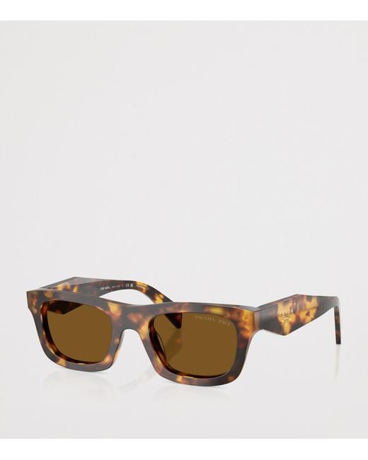 Prada Brown Acetate Rectangular Sunglasses