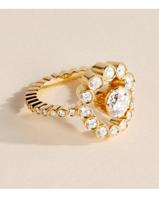 Sophie Bille Brahe Metallic And Diamond Ensemble Escargot Ring