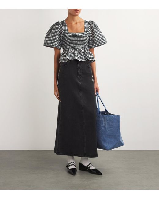 ganni smocked top