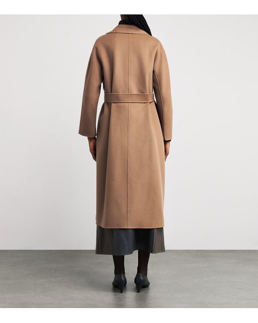 Max Mara Brown Virgin Wool Wrap Coat