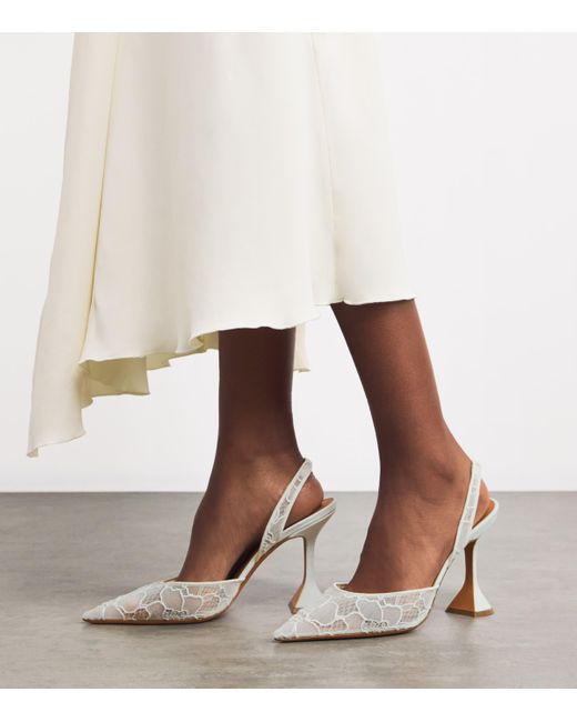 AMINA MUADDI White Lace Holli Slingback Heels 95