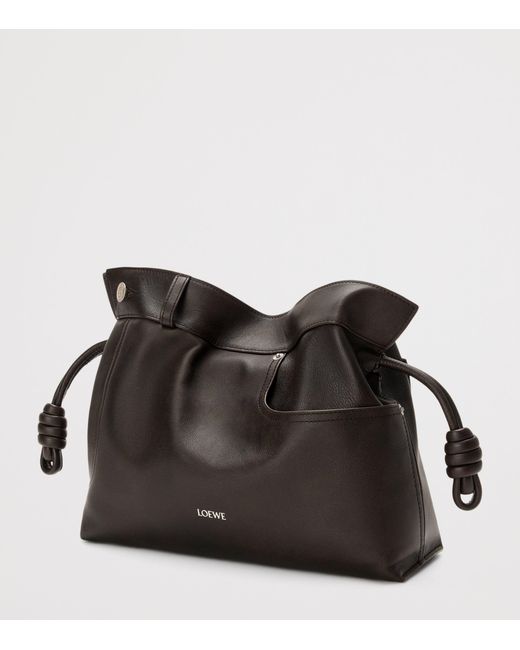 Loewe Black Medium Calfskin Flamenco Panta Clutch Bag
