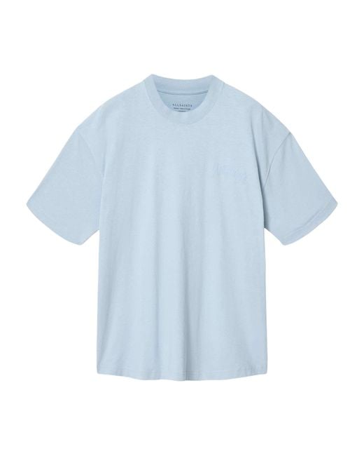 AllSaints Blue Organic Cotton Oversized Odyssey T-Shirt for men