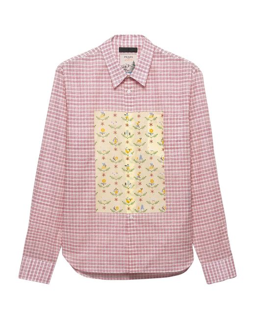 Prada Pink Cotton Printed Shirt for men