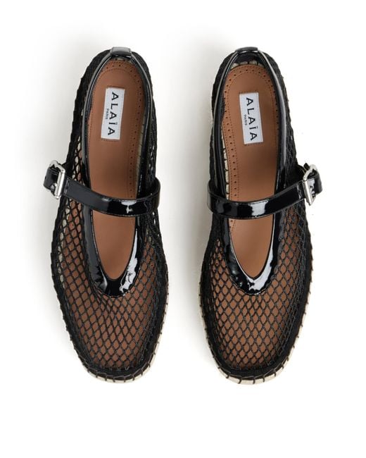 Alaïa Black Net Platform Espadrilles