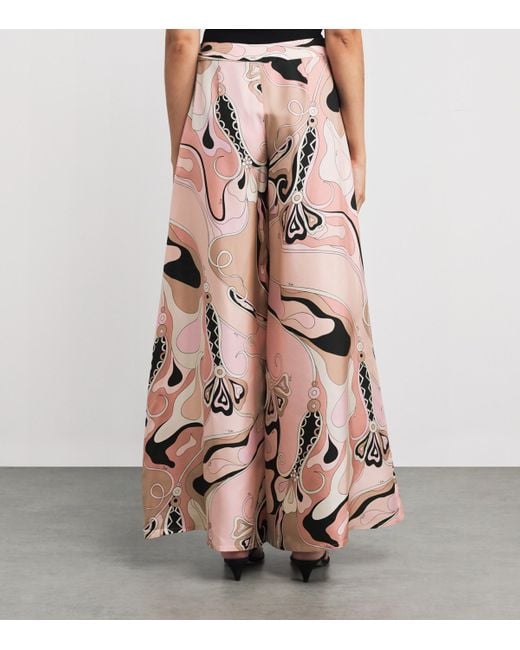 Emilio Pucci Pink Silk Twill Orchidee Print Trousers