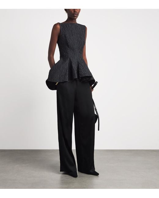 Roksanda Black Cloqué Peplum Axo Top