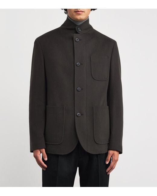 Corneliani Black Wool-Cashmere Hybrid Blazer for men