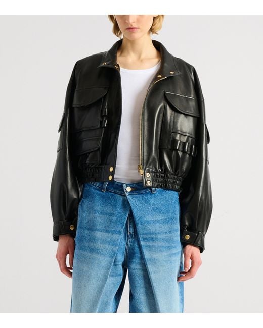 Balmain Black Lambskin Bomber Jacket