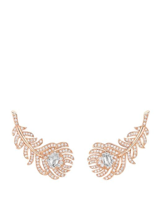 Boucheron Metallic Small Rose Plume Da Paon Ear Clips