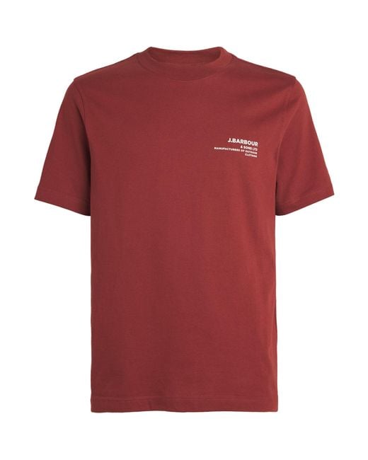 Barbour Red Cotton Printed Parkend T-Shirt for men