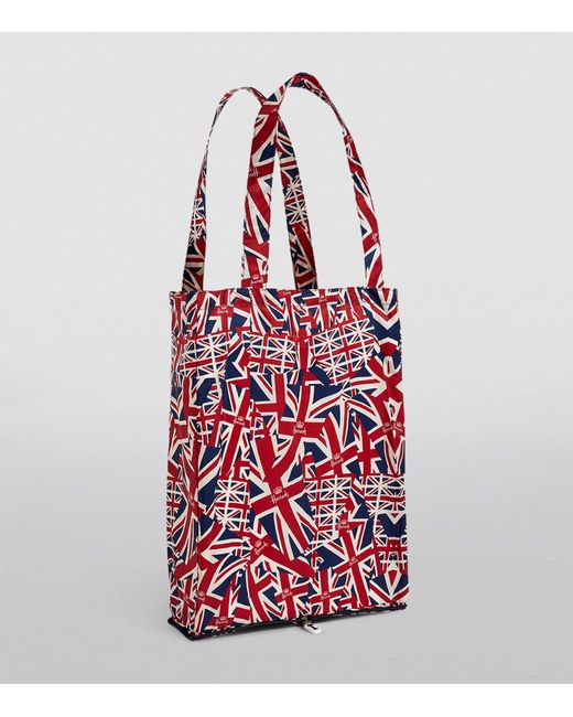 Harrods Red Recycled Union Jack Pocket Shopper Bag