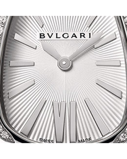 BVLGARI Gray Stainless Steel And Diamond Serpenti Tubogas Watch