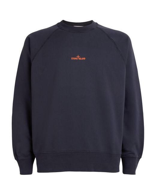 Stone Island Blue Oversized Desert Print Sweatshirt for men