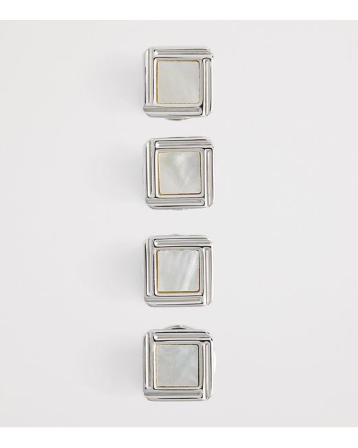 Babette Wasserman Metallic Rhodium-Plated Celtic Mother Of Pearl Cufflinks Set for men