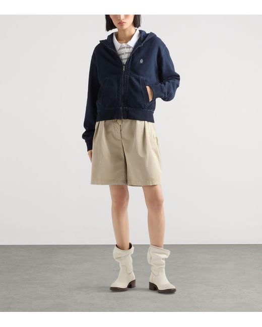 Prada Blue Cotton Logo Hoodie