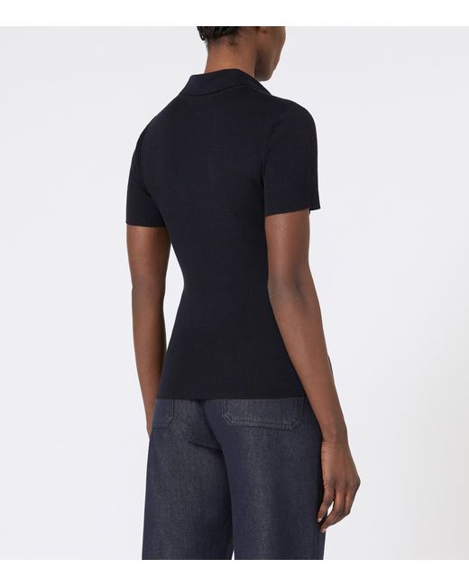 Max Mara Black Wool Rib Knit Top
