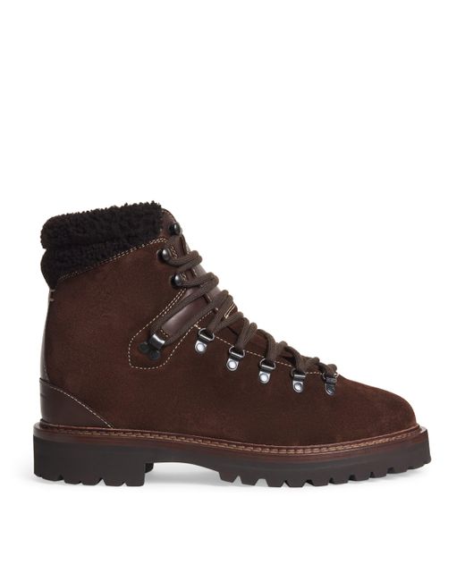 Ralph Lauren Brown Suede Halpin Lace-Up Boots for men