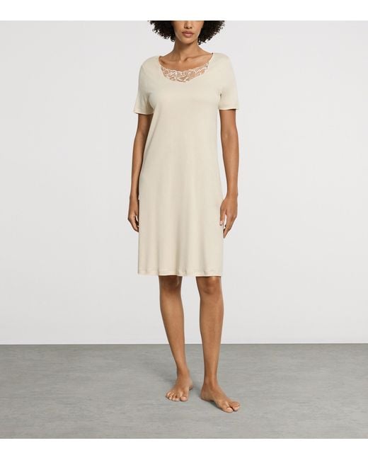 Hanro Natural Cotton Short-Sleeve Belen Nightdress