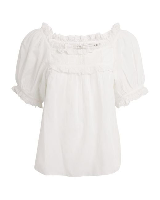 Doen White Organic Cotton-Blend Frances Blouse
