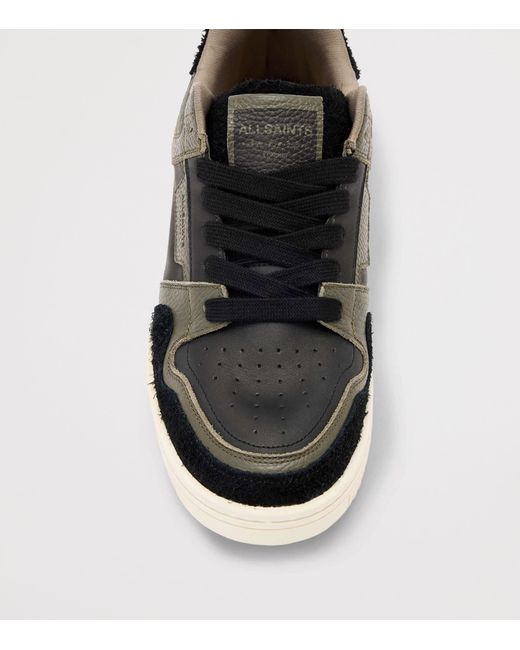 AllSaints Black Leather Regan Plus Low-Top Sneakers for men