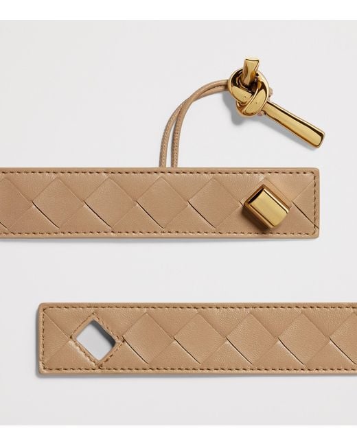 Bottega Veneta Natural Leather Intrecciato Andiamo Belt