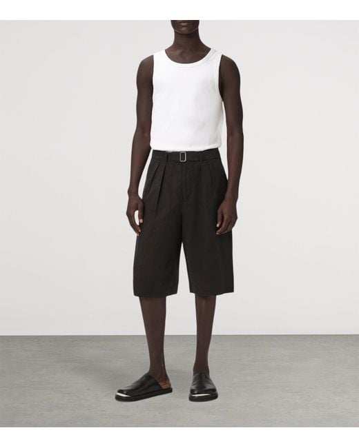 AllSaints Black Lyocell-Linen Marko Shorts for men