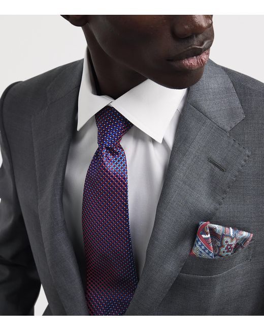 Eton of Sweden Red Silk Paisley Pocket Square for men