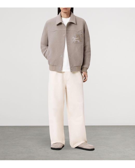 AllSaints Gray Wool Royce Bomber Jacket for men