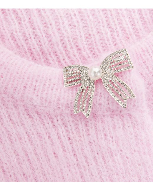 Maje Pink Cropped Bow Cardigan