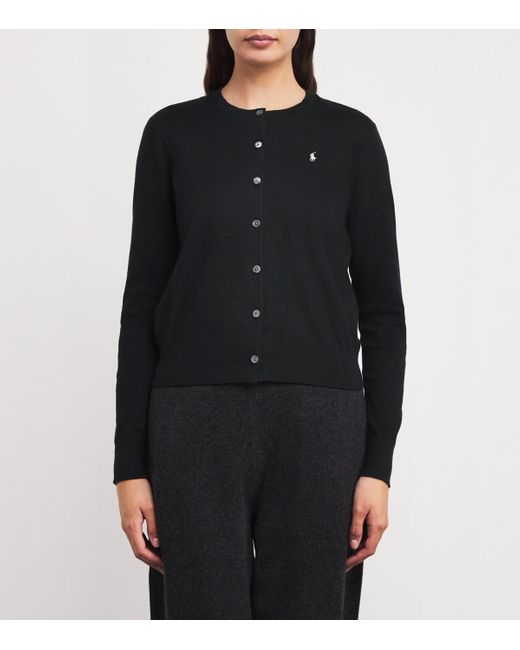 Polo Ralph Lauren Blue Cotton-Blend Polo Pony Cardigan